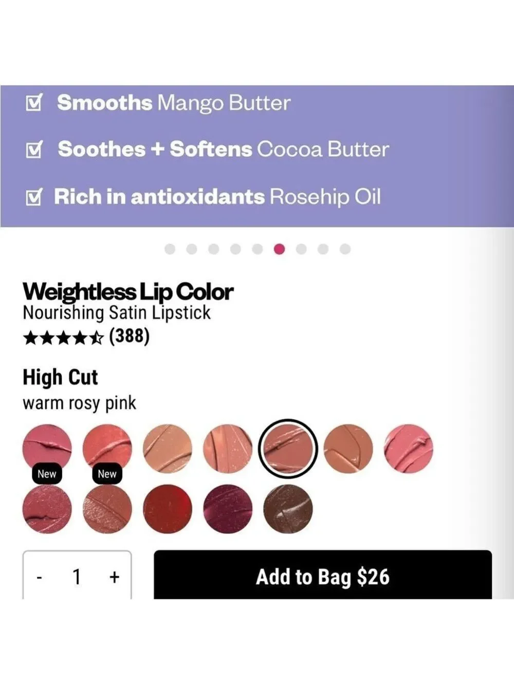 Kosas HIGH CUT Weightless Lip Color | NEW | Warm Rosy Pink | Nourishing Lipstick